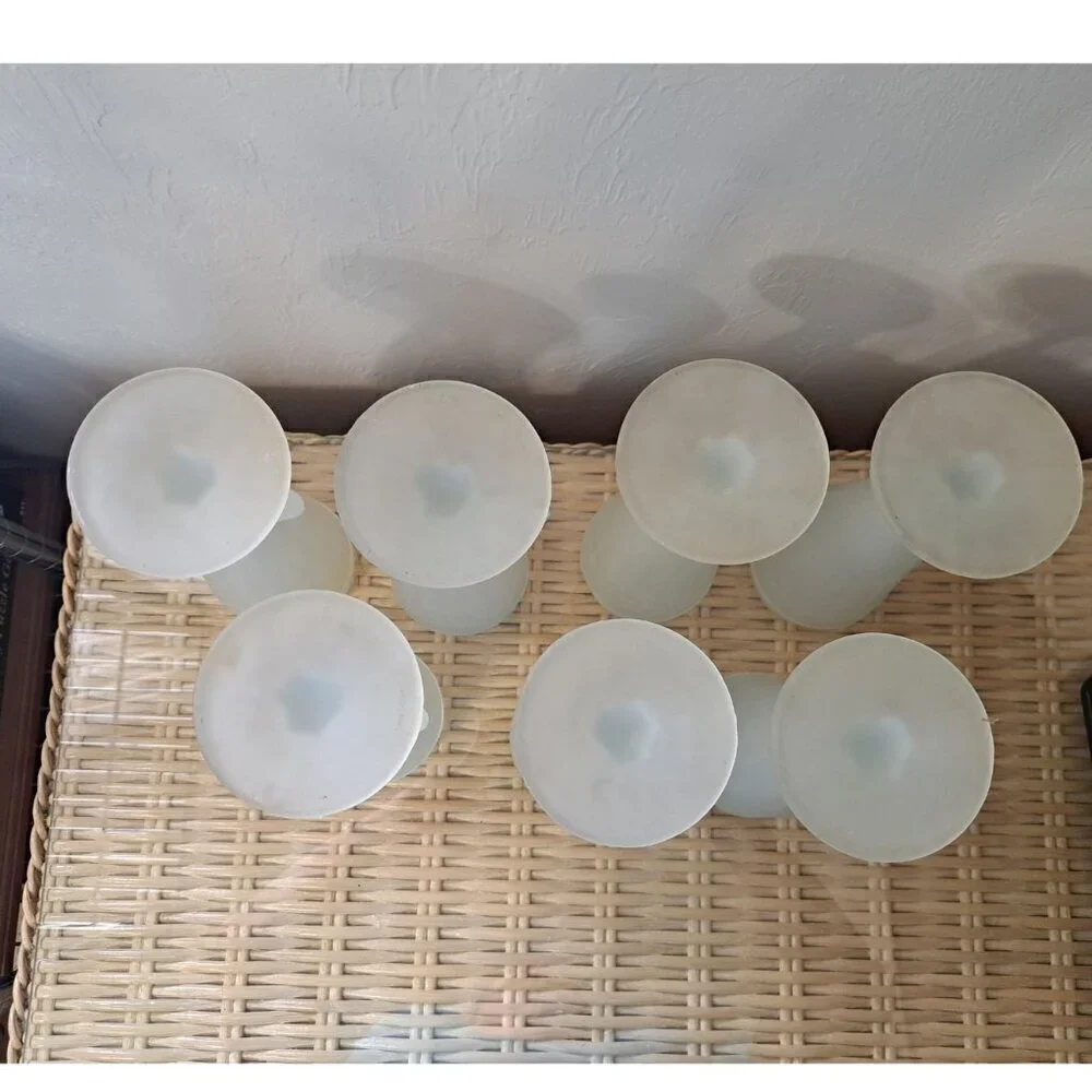 Set of 7 Vintage Indiana Glass Tiara Frosted Powder Horn Pilsner Beer Glasses